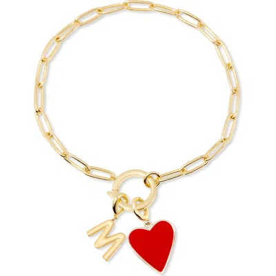 Brook & York Brook And York Cameron Initial Heart Charm Bracelet In Gold