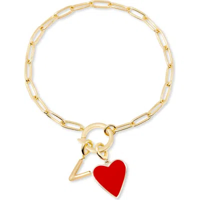 Brook & York Brook And York Cameron Initial Heart Charm Bracelet In Gold