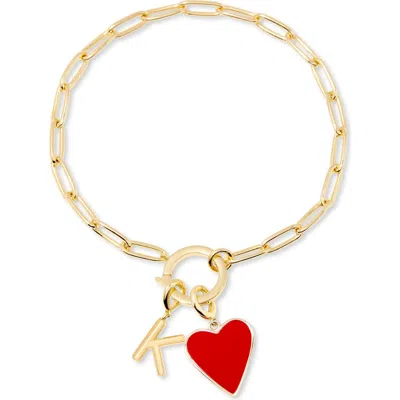 Brook & York Brook And York Cameron Initial Heart Charm Bracelet In Gold