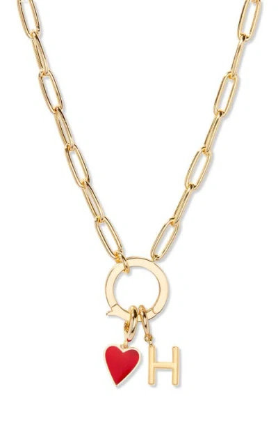 Brook & York Brook And York Cameron Initial Heart Charm Necklace In Gold