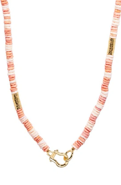 Brook & York Capri Beaded Shell Necklace In Gold/ Pink
