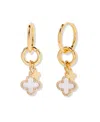 Brook & York Brook And York Chatham Mother-of-pearl Clover Charm Huggie Hoop Earrings