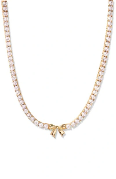 Brook & York Brook And York Coco Bow Tennis Necklace In Gold