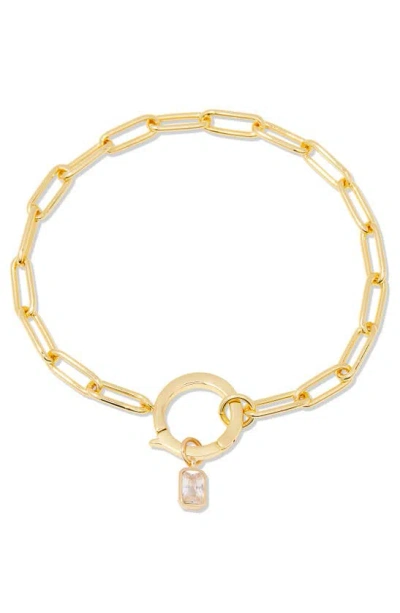 Brook & York Colette Birthstone Paper Clip Chain Bracelet In Gold - April