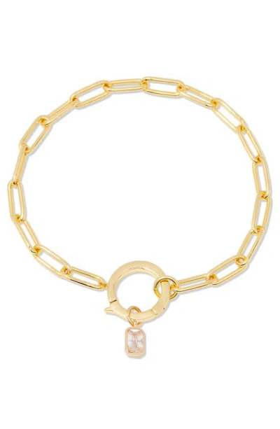 Brook & York Colette Birthstone Paper Clip Chain Bracelet In Gold