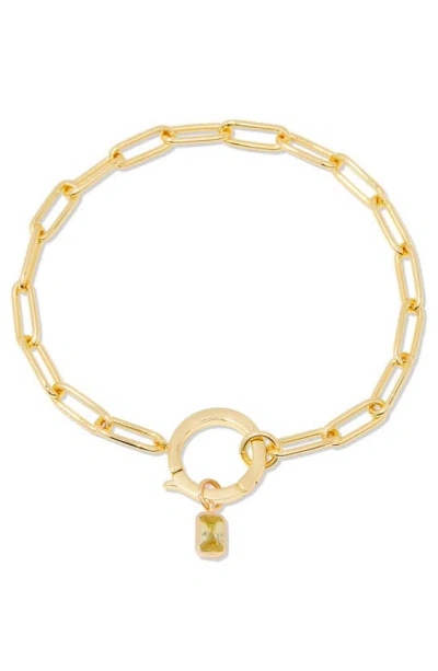 Brook & York Colette Birthstone Paper Clip Chain Bracelet In Gold - August