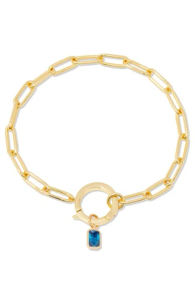 Brook & York Colette Birthstone Paper Clip Chain Bracelet In Gold - December