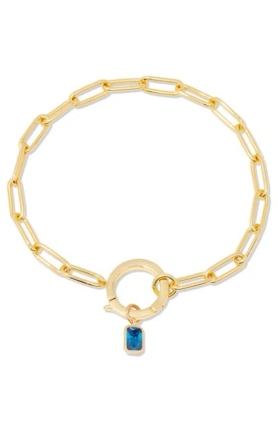 Brook & York Colette Birthstone Paper Clip Chain Bracelet In Gold