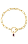 Brook & York Colette Birthstone Paper Clip Chain Bracelet In Gold - February