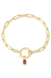 Brook & York Colette Birthstone Paper Clip Chain Bracelet In Gold - January