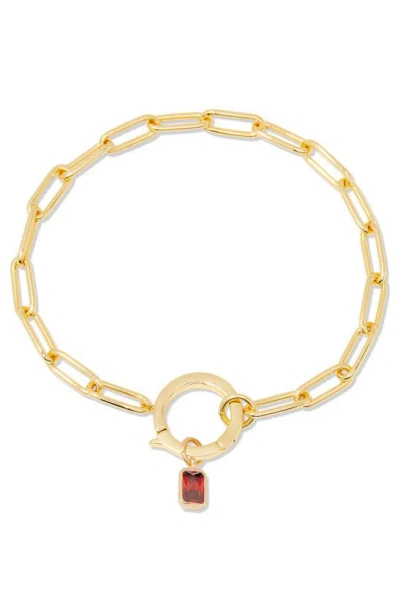 Brook & York Colette Birthstone Paper Clip Chain Bracelet In Gold - January