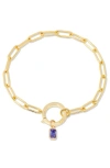Brook & York Colette Birthstone Paper Clip Chain Bracelet In Gold - June