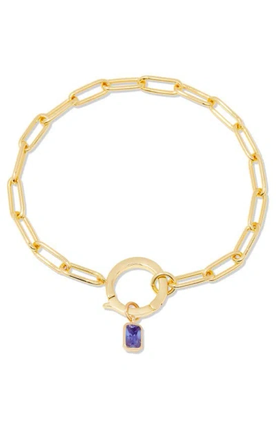 Brook & York Colette Birthstone Paper Clip Chain Bracelet In Gold