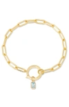 Brook & York Colette Birthstone Paper Clip Chain Bracelet In Gold - March