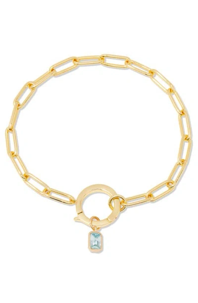 Brook & York Colette Birthstone Paper Clip Chain Bracelet In Gold - March