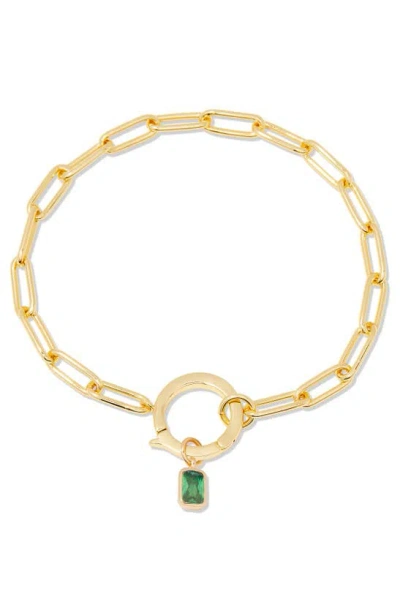 Brook & York Colette Birthstone Paper Clip Chain Bracelet In Gold - May