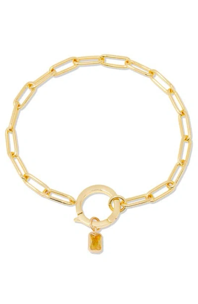 Brook & York Colette Birthstone Paper Clip Chain Bracelet In Gold - November