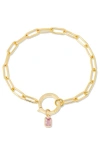 Brook & York Colette Birthstone Paper Clip Chain Bracelet In Gold - October