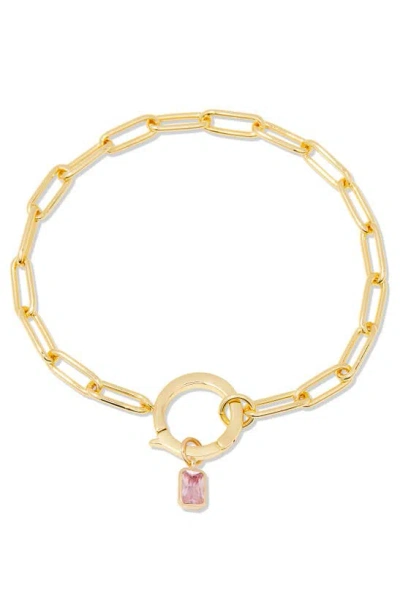 Brook & York Colette Birthstone Paper Clip Chain Bracelet In Gold - October