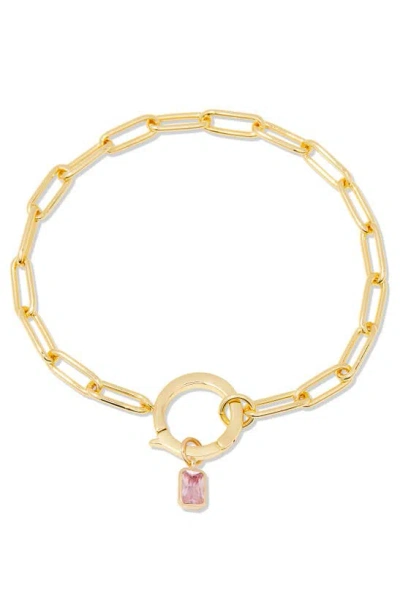 Brook & York Colette Birthstone Paper Clip Chain Bracelet In Gold