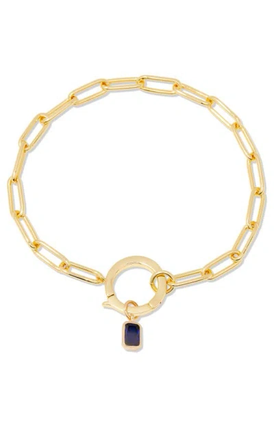 Brook & York Colette Birthstone Paper Clip Chain Bracelet In Gold - September
