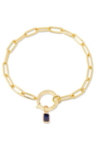 Brook & York Colette Birthstone Paper Clip Chain Bracelet In Gold