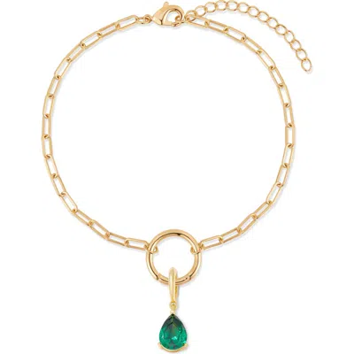 Brook & York Brook And York Colette Mini Teardrop Birthstone Bracelet In Green