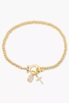 Brook & York Custom Birthstone Cross Charm Bracelet In Clear