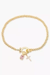 Brook & York Custom Birthstone Cross Charm Bracelet In Pink