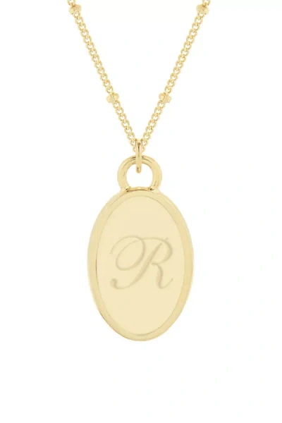 Brook & York Custom Initial Oval Pendant Necklace In Gold