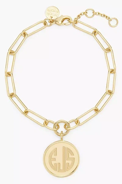 Brook & York Custom Monogram Coin Bracelet In Gold