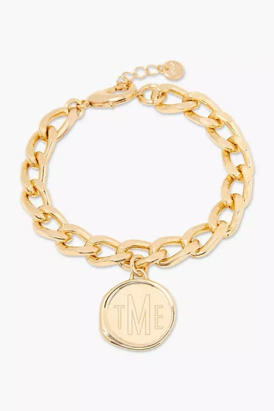 Brook & York Custom Monogram Coin Charm Bracelet In Gold