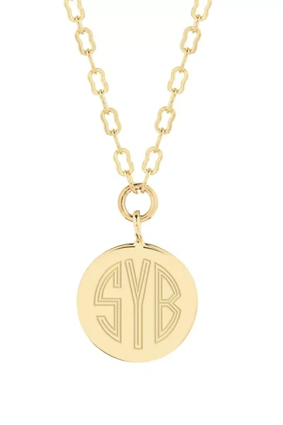 Brook & York Custom Monogram Disc Pendant Necklace In Gold