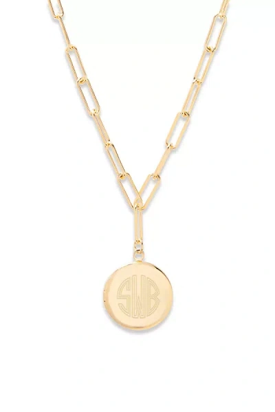 Brook & York Custom Monogram-initial Paperclip Chain Locket Necklace In Gold