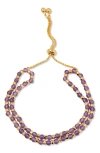 Brook & York Brook And York Evette Birthstone Beaded Slider Bracelet In Gold February