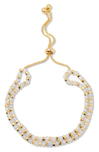 Brook & York Brook And York Evette Birthstone Beaded Slider Bracelet In Gold March
