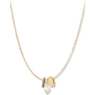 Brook & York Brook And York Gaby Faux Pearl & Birthstone Multipendant Necklace