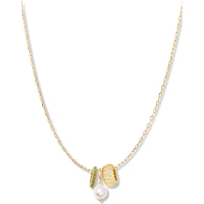 Brook & York Brook And York Gaby Faux Pearl & Birthstone Multipendant Necklace In Gold