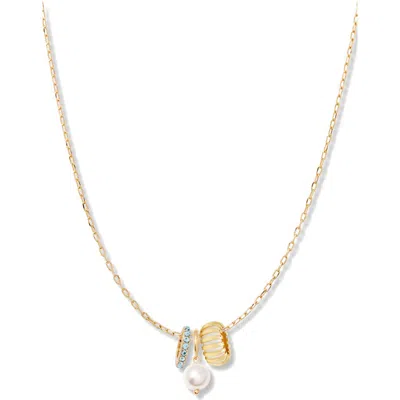 Brook & York Brook And York Gaby Faux Pearl & Birthstone Multipendant Necklace In Gold