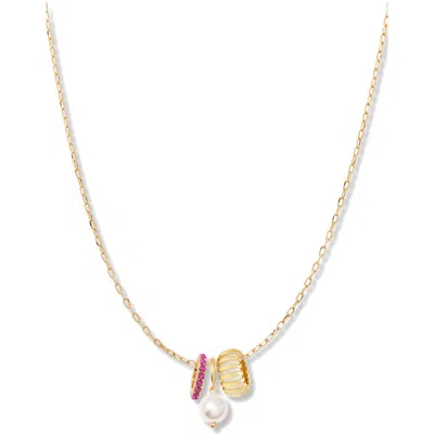 Brook & York Brook And York Gaby Faux Pearl & Birthstone Multipendant Necklace In Gold