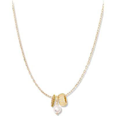 Brook & York Brook And York Gaby Faux Pearl & Birthstone Multipendant Necklace In Gold