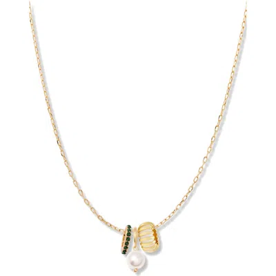 Brook & York Brook And York Gaby Faux Pearl & Birthstone Multipendant Necklace In Gold