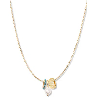 Brook & York Brook And York Gaby Faux Pearl & Birthstone Multipendant Necklace In Gold