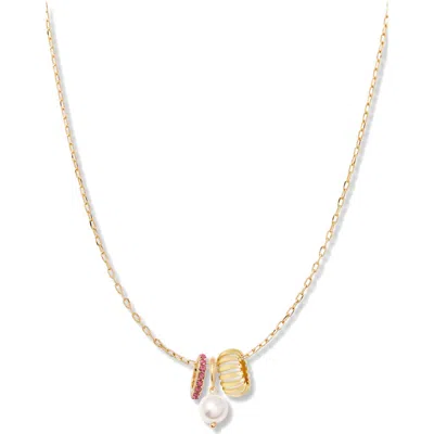 Brook & York Brook And York Gaby Faux Pearl & Birthstone Multipendant Necklace In Gold