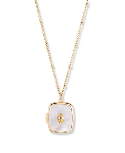 Brook & York Gold Plated Cali Cultivated Pearl Short Pendant Locket Necklace