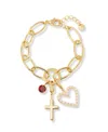 Brook & York Gold Plated Cami Birthstone Cross Charm Chain Bracelet In Gold
