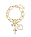 Brook & York Gold Plated Cami Birthstone Cross Charm Chain Bracelet In Gold