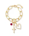 Brook & York Gold Plated Cami Birthstone Cross Charm Chain Bracelet In Gold