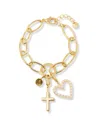 Brook & York Gold Plated Cami Birthstone Cross Charm Chain Bracelet In Gold