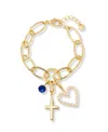 Brook & York Gold Plated Cami Birthstone Cross Charm Chain Bracelet In Gold